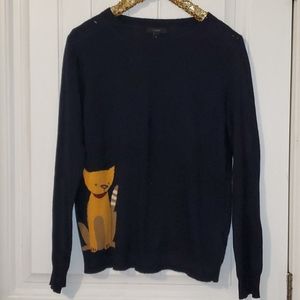 Jcrew warmspun insignia navy blue with cat print.